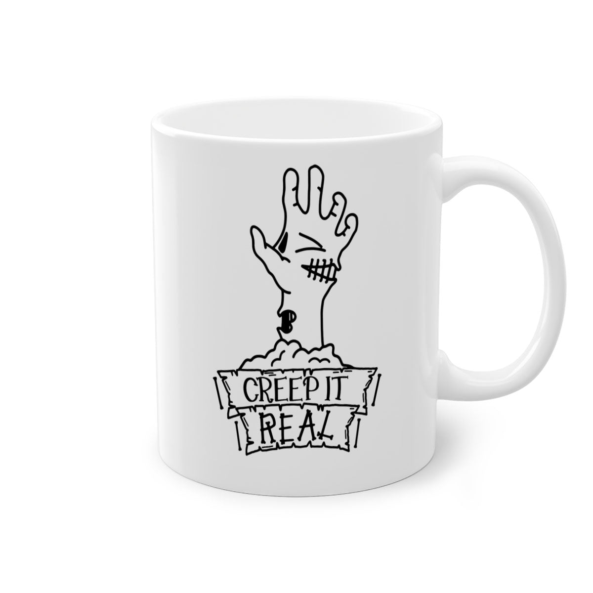 Creep It Real 81# Halloween Mug with colorful handle and glossy finish, perfect for coffee and tea lovers.