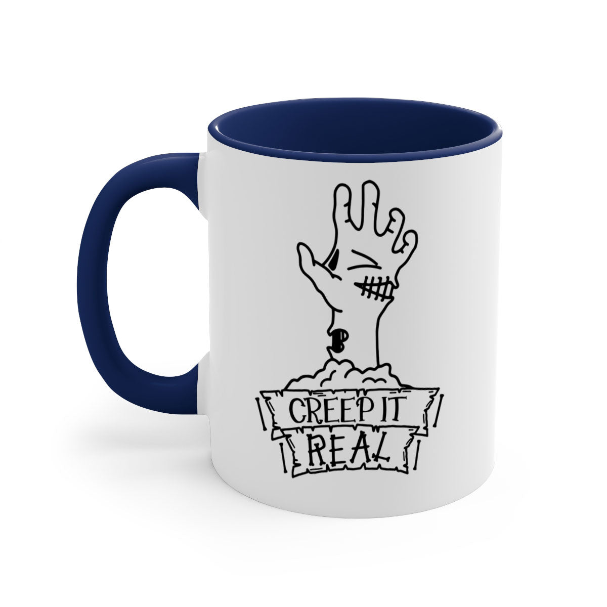 Creep It Real 81# Halloween Mug with colorful handle and glossy finish, perfect for coffee and tea lovers.