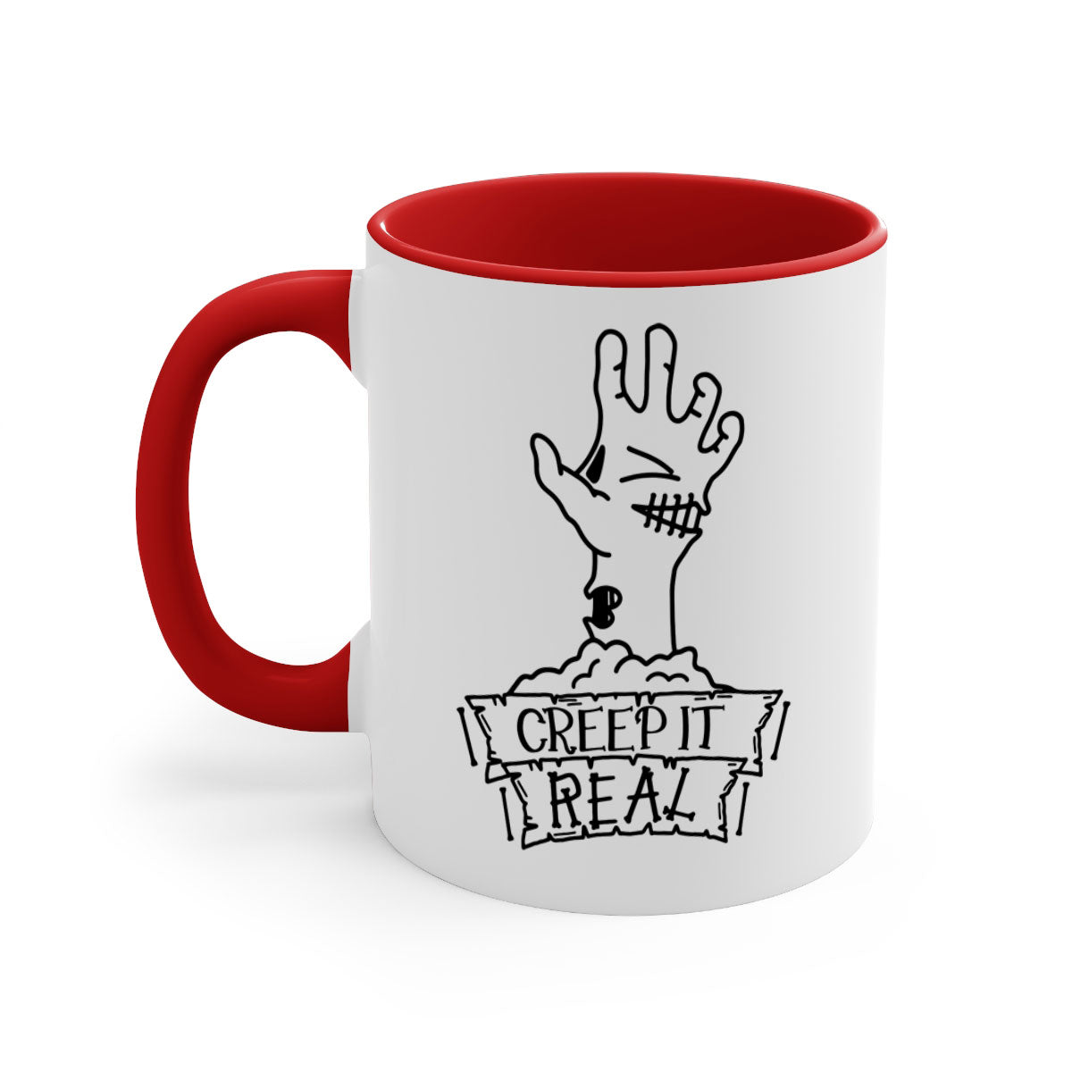 Creep It Real 81# Halloween Mug with colorful handle and glossy finish, perfect for coffee and tea lovers.