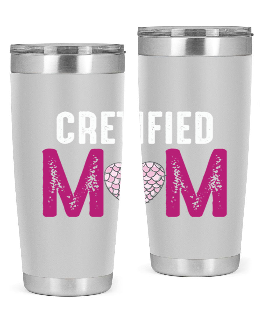 Certified Mom 191# Tumbler in stainless steel with a drink-thru lid, designed for hot and cold beverages.