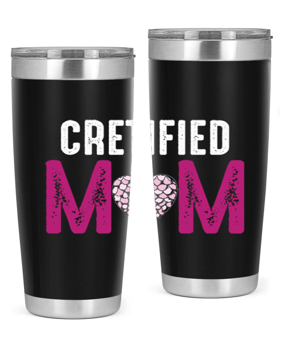 Certified Mom 191# Tumbler in stainless steel with a drink-thru lid, designed for hot and cold beverages.