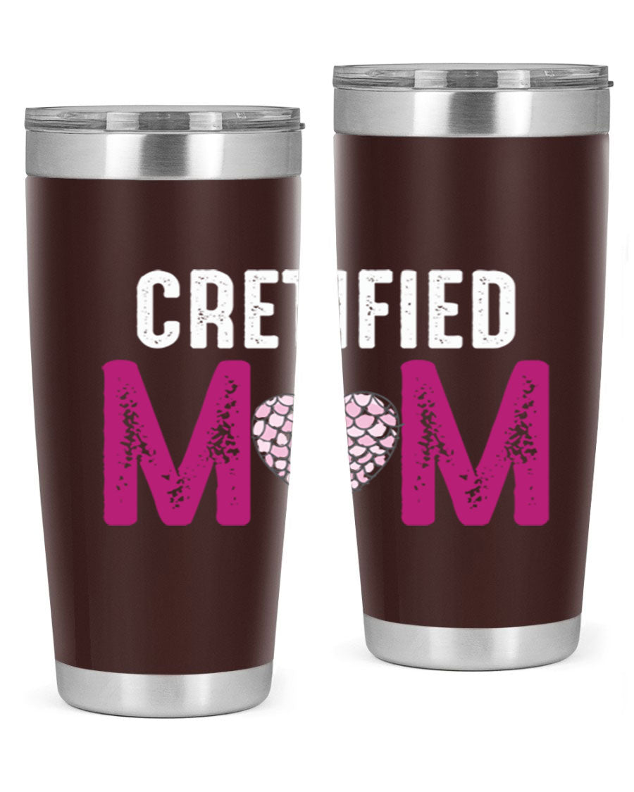Certified Mom 191# Tumbler in stainless steel with a drink-thru lid, designed for hot and cold beverages.