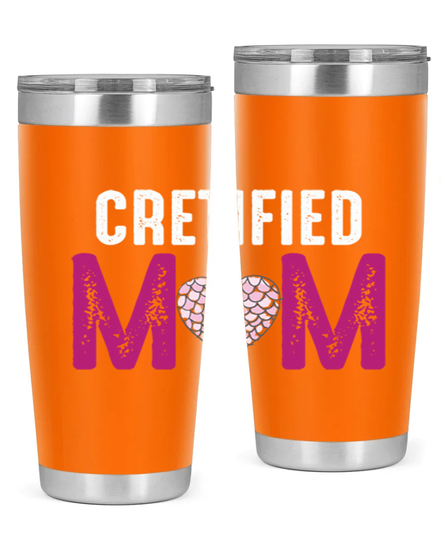 Certified Mom 191# Tumbler in stainless steel with a drink-thru lid, designed for hot and cold beverages.