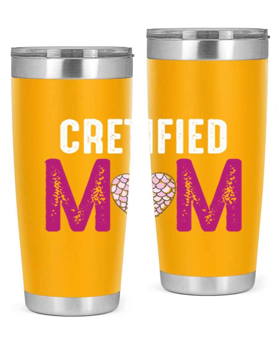Certified Mom 191# Tumbler in stainless steel with a drink-thru lid, designed for hot and cold beverages.