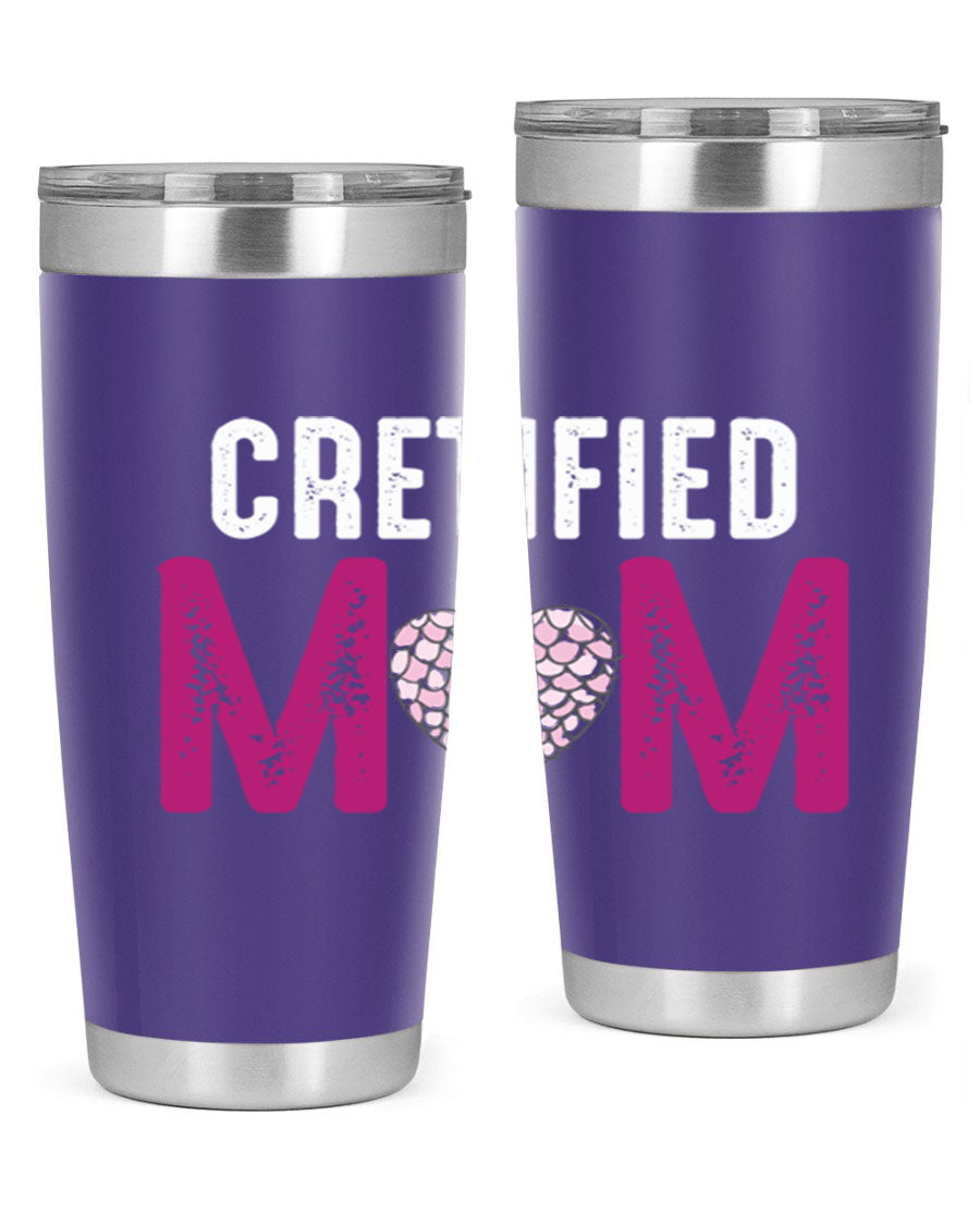 Certified Mom 191# Tumbler in stainless steel with a drink-thru lid, designed for hot and cold beverages.