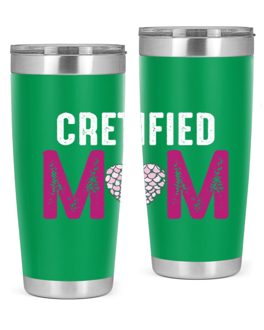 Certified Mom 191# Tumbler in stainless steel with a drink-thru lid, designed for hot and cold beverages.
