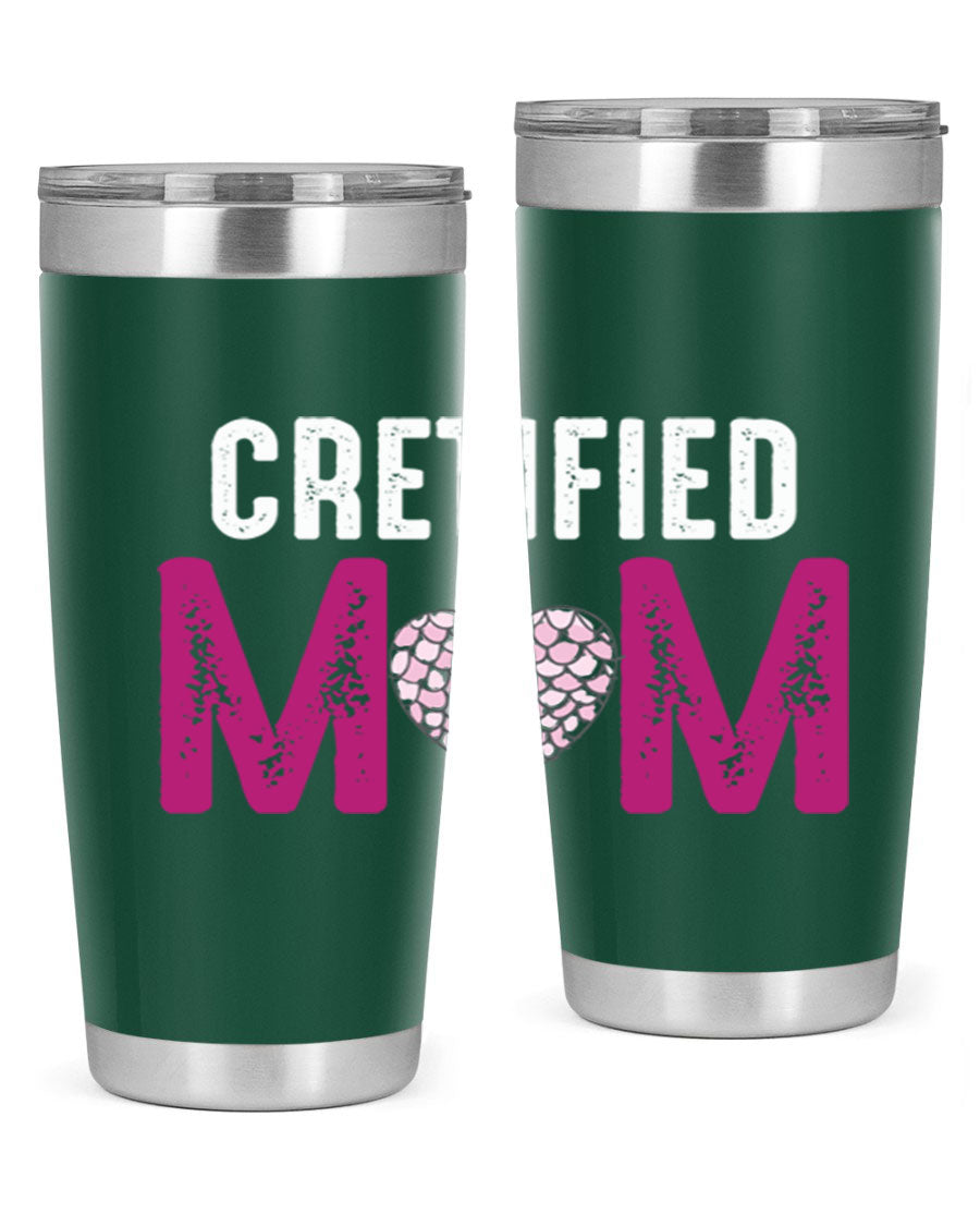 Certified Mom 191# Tumbler in stainless steel with a drink-thru lid, designed for hot and cold beverages.