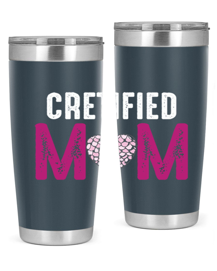 Certified Mom 191# Tumbler in stainless steel with a drink-thru lid, designed for hot and cold beverages.