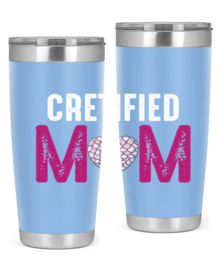 Certified Mom 191# Tumbler in stainless steel with a drink-thru lid, designed for hot and cold beverages.