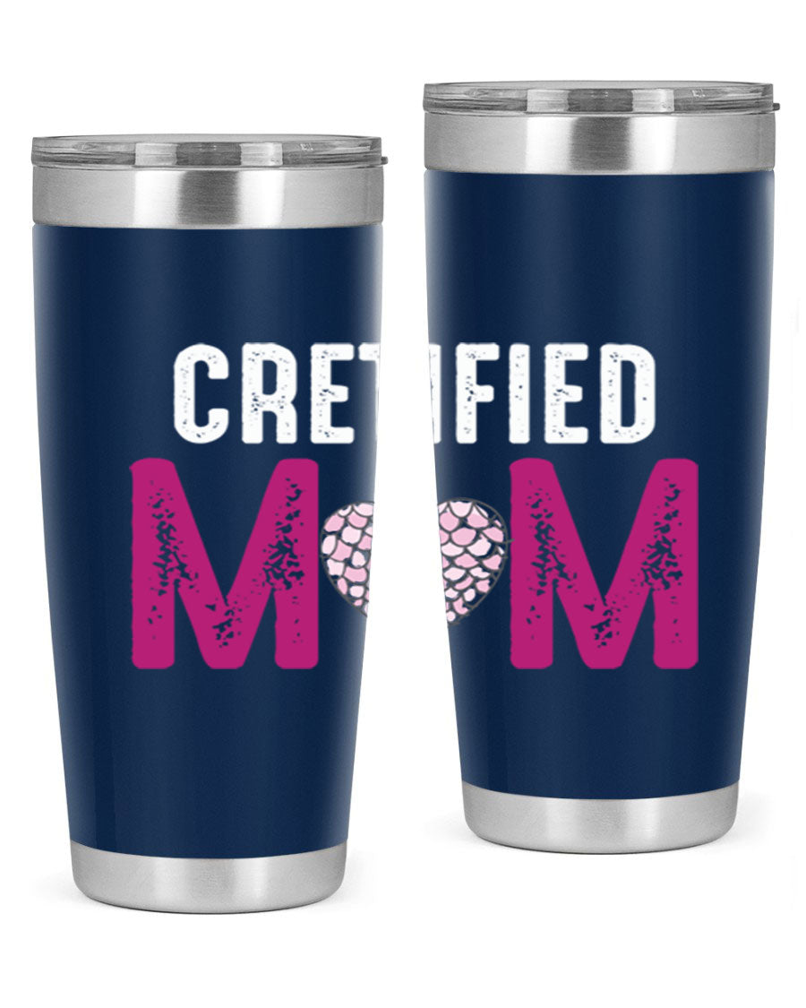 Certified Mom 191# Tumbler in stainless steel with a drink-thru lid, designed for hot and cold beverages.