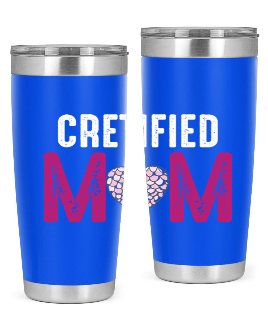 Certified Mom 191# Tumbler in stainless steel with a drink-thru lid, designed for hot and cold beverages.