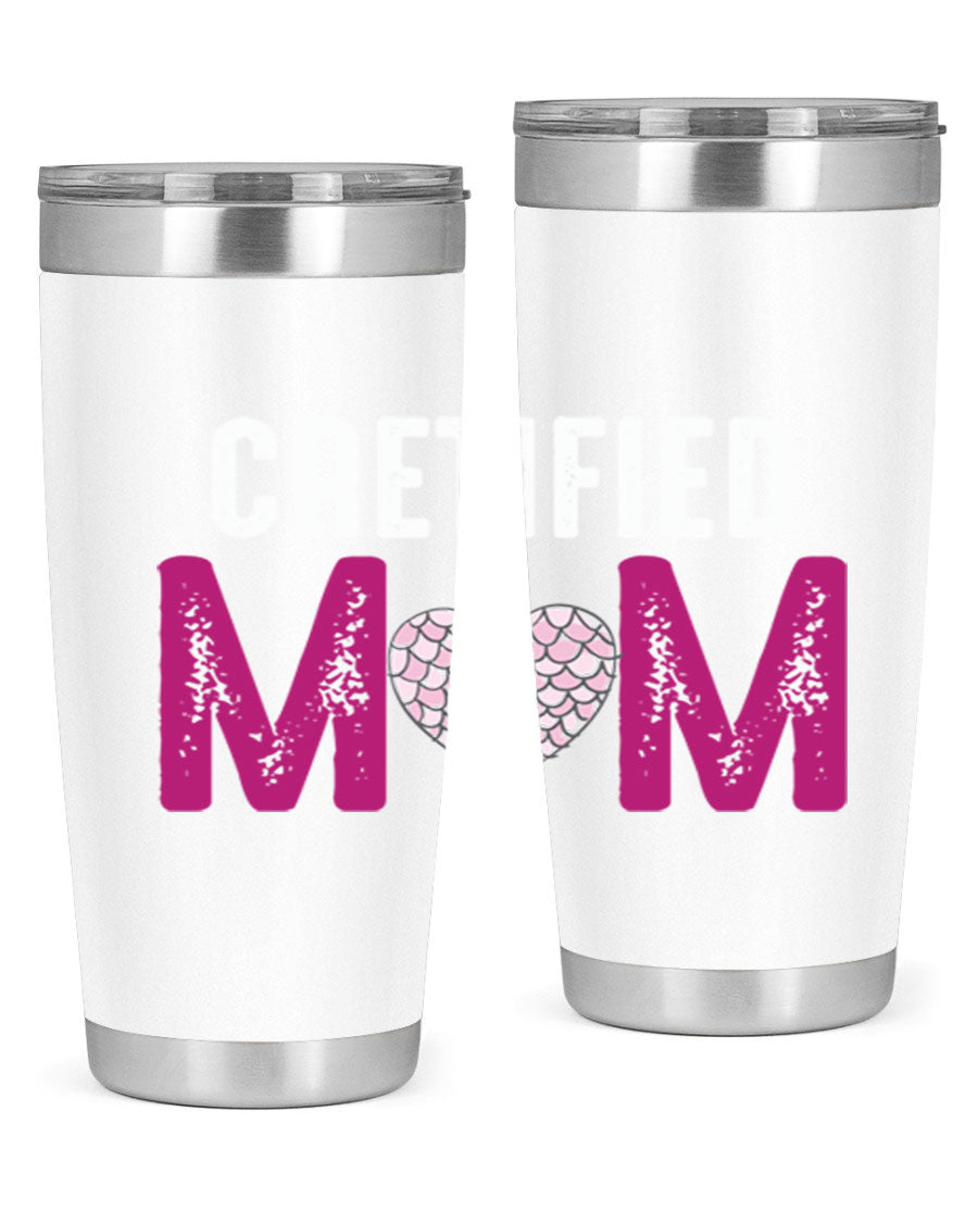 Certified Mom 191# Tumbler in stainless steel with a drink-thru lid, designed for hot and cold beverages.