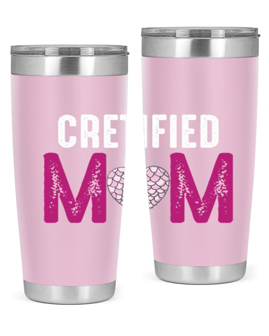Certified Mom 191# Tumbler in stainless steel with a drink-thru lid, designed for hot and cold beverages.