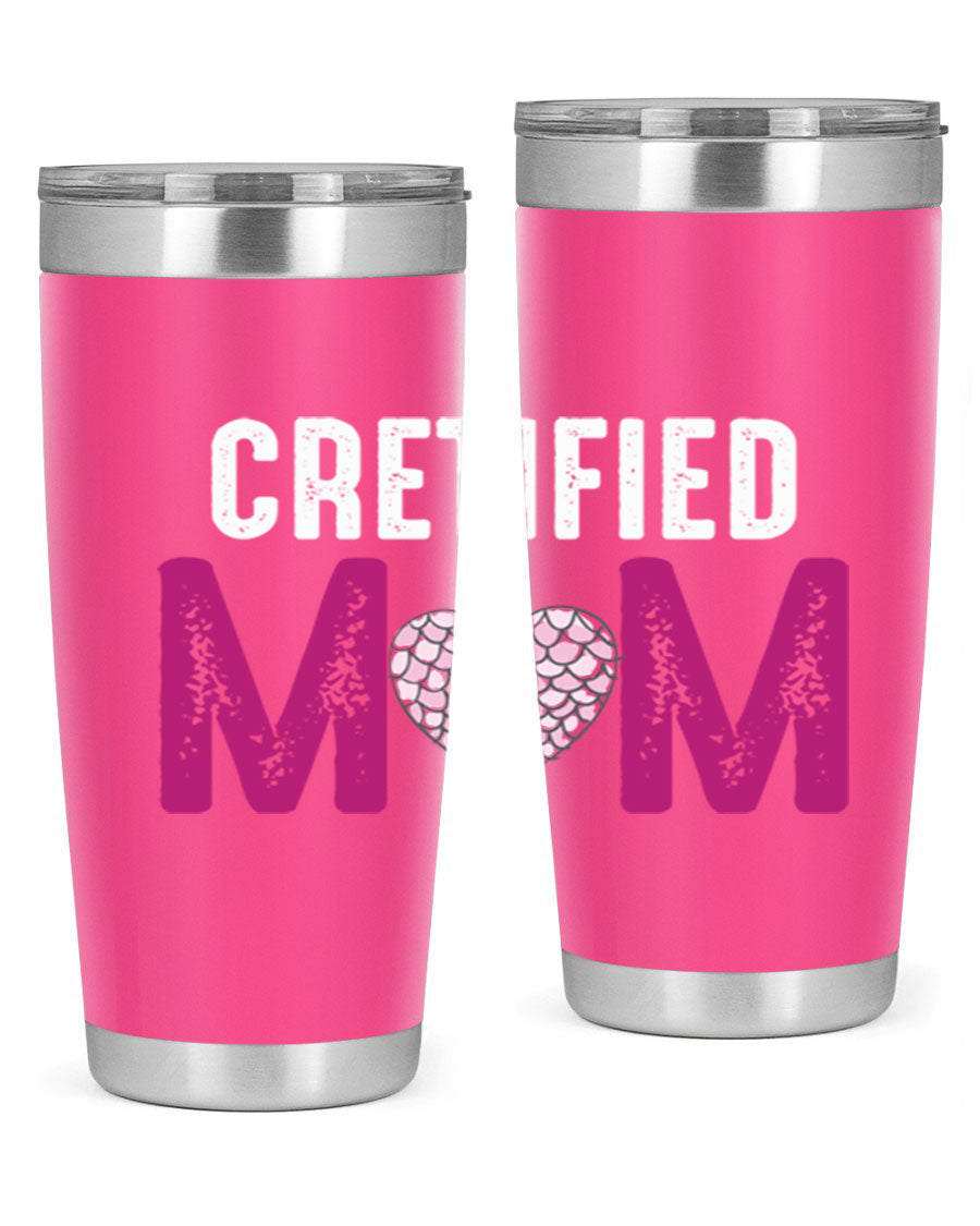 Certified Mom 191# Tumbler in stainless steel with a drink-thru lid, designed for hot and cold beverages.