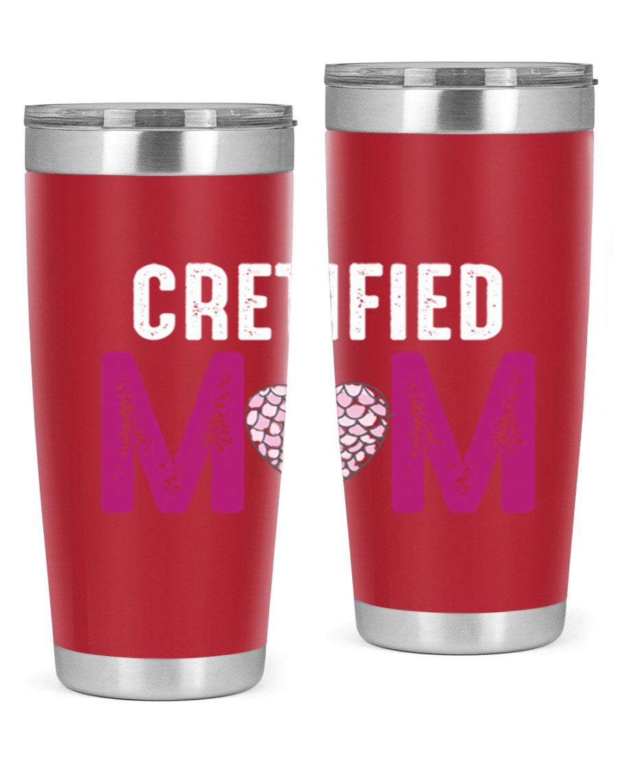 Certified Mom 191# Tumbler in stainless steel with a drink-thru lid, designed for hot and cold beverages.