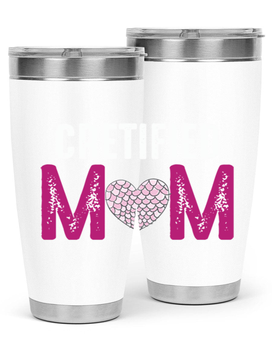 Certified Mom 191# Tumbler in stainless steel with a drink-thru lid, designed for hot and cold beverages.
