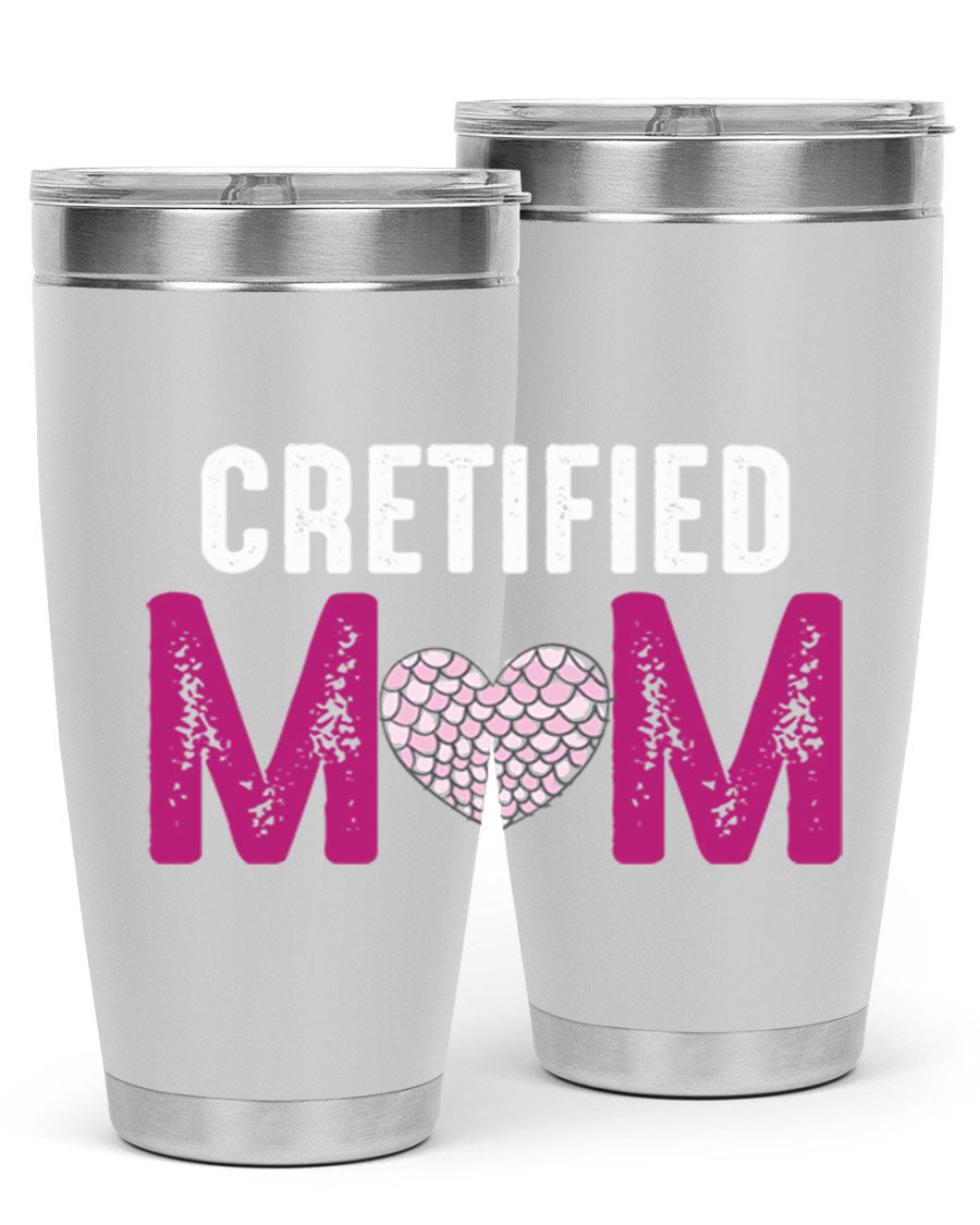 Certified Mom 191# Tumbler in stainless steel with a drink-thru lid, designed for hot and cold beverages.
