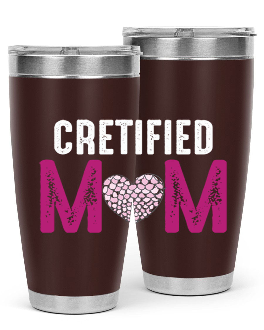Certified Mom 191# Tumbler in stainless steel with a drink-thru lid, designed for hot and cold beverages.