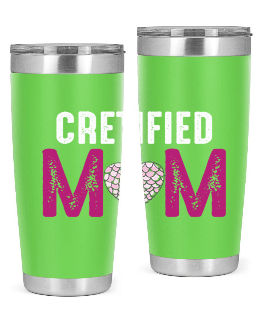 Certified Mom 191# Tumbler in stainless steel with a drink-thru lid, designed for hot and cold beverages.