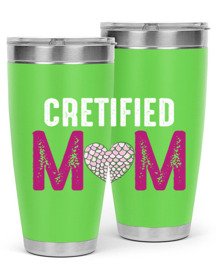 Certified Mom 191# Tumbler in stainless steel with a drink-thru lid, designed for hot and cold beverages.