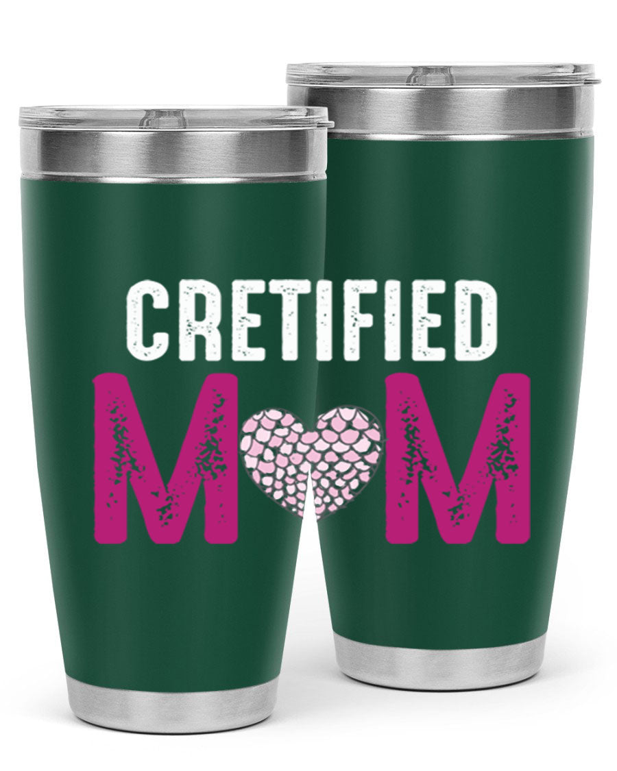 Certified Mom 191# Tumbler in stainless steel with a drink-thru lid, designed for hot and cold beverages.