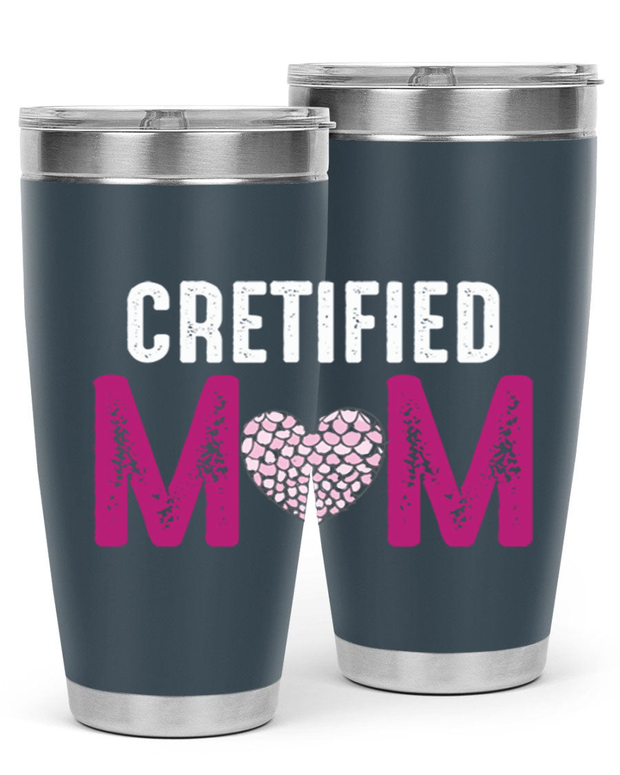 Certified Mom 191# Tumbler in stainless steel with a drink-thru lid, designed for hot and cold beverages.