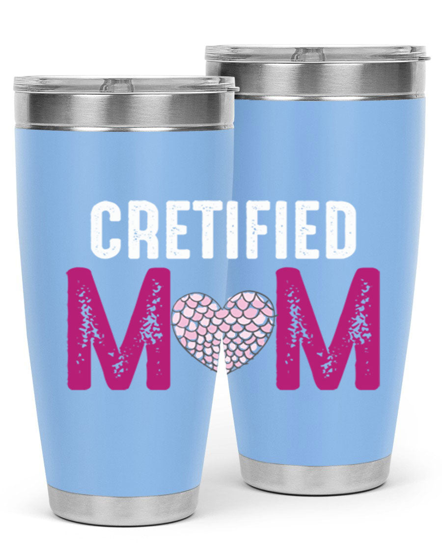 Certified Mom 191# Tumbler in stainless steel with a drink-thru lid, designed for hot and cold beverages.