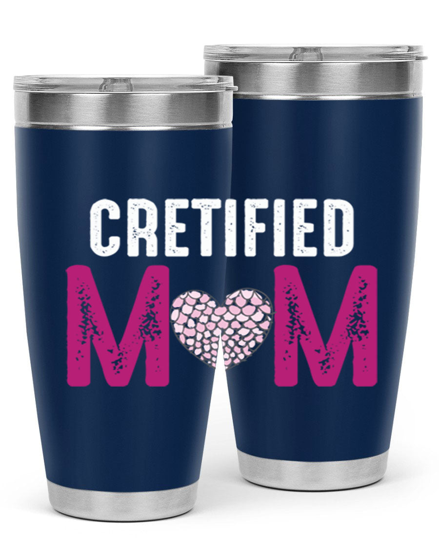 Certified Mom 191# Tumbler in stainless steel with a drink-thru lid, designed for hot and cold beverages.