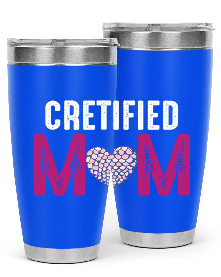 Certified Mom 191# Tumbler in stainless steel with a drink-thru lid, designed for hot and cold beverages.