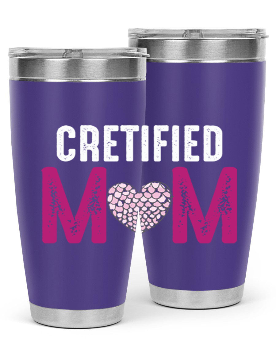 Certified Mom 191# Tumbler in stainless steel with a drink-thru lid, designed for hot and cold beverages.