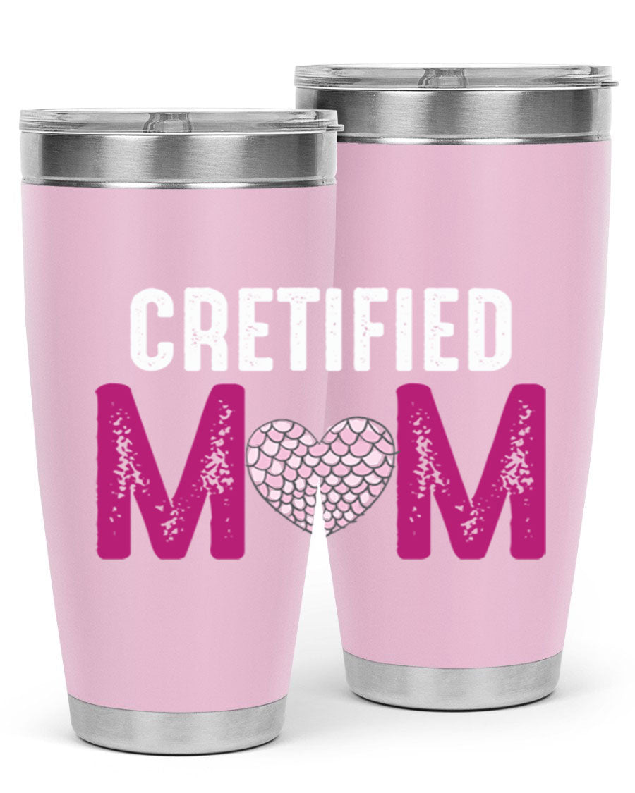 Certified Mom 191# Tumbler in stainless steel with a drink-thru lid, designed for hot and cold beverages.