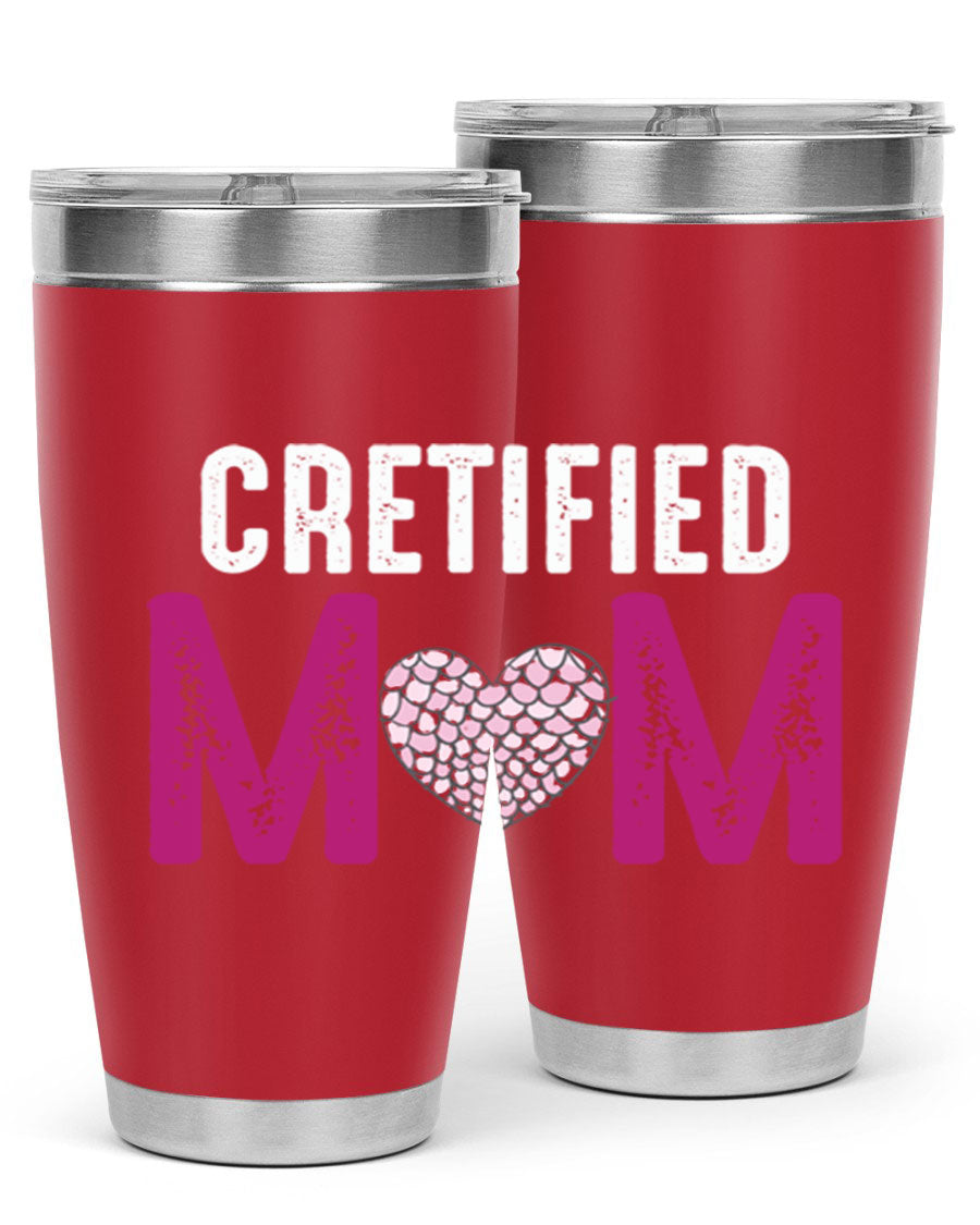 Certified Mom 191# Tumbler in stainless steel with a drink-thru lid, designed for hot and cold beverages.