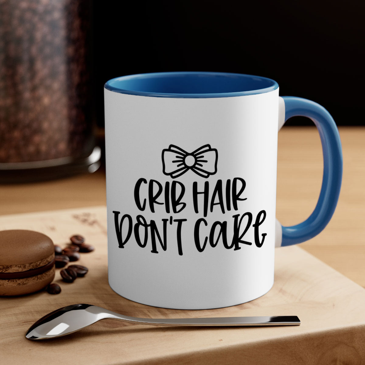 Crib Hair Don't Care Style 103# Mug featuring a two-tone design with a colored handle and glossy finish, available in multiple colors.