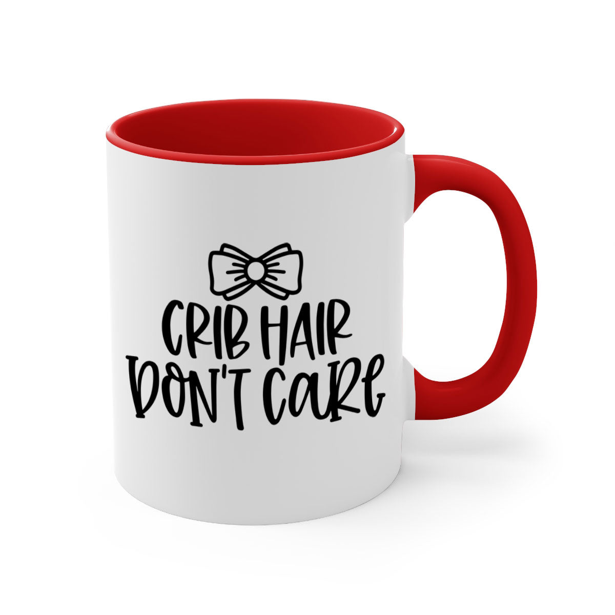 Crib Hair Don't Care Style 103# Mug featuring a two-tone design with a colored handle and glossy finish, available in multiple colors.