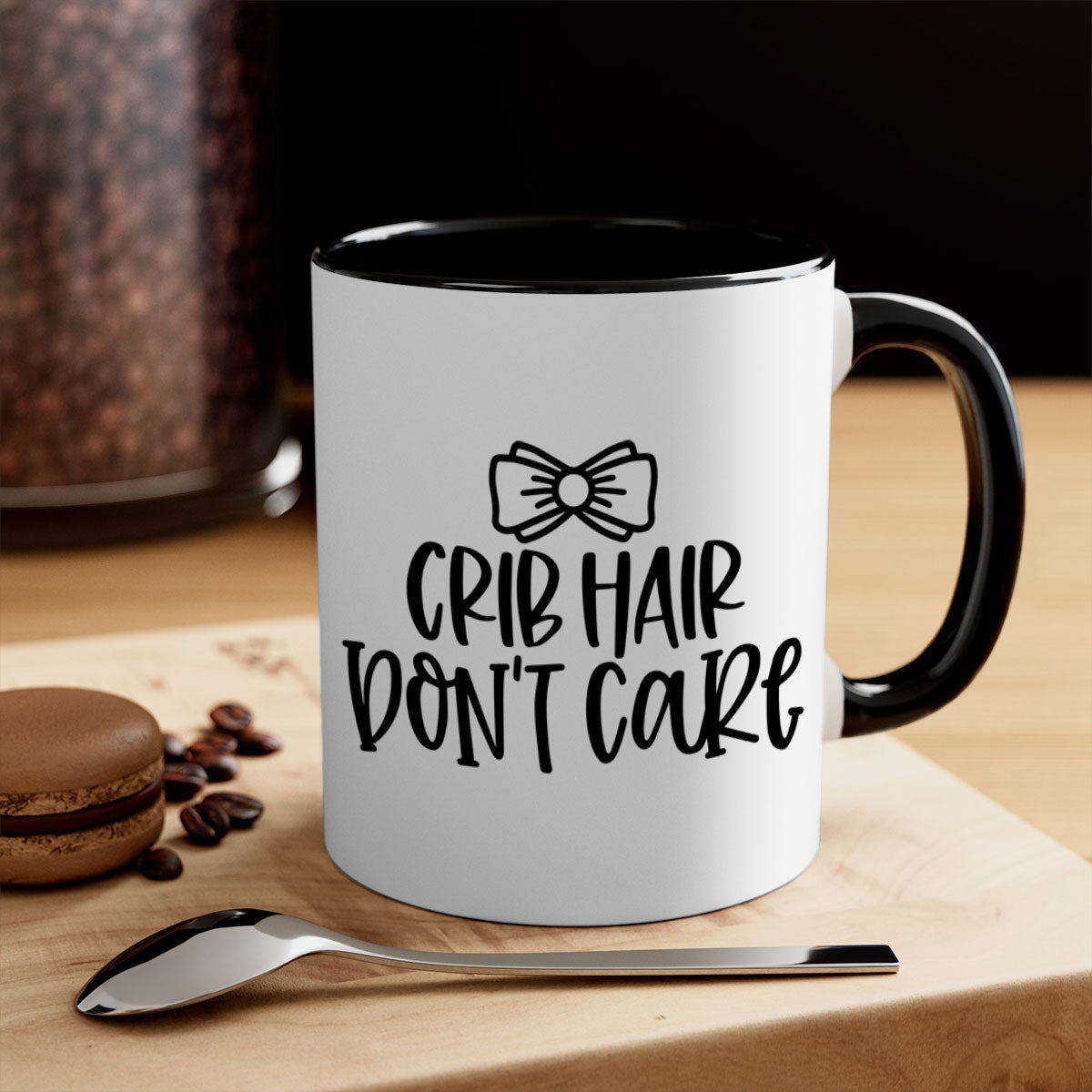 Crib Hair Don't Care Style 103# Mug featuring a two-tone design with a colored handle and glossy finish, available in multiple colors.