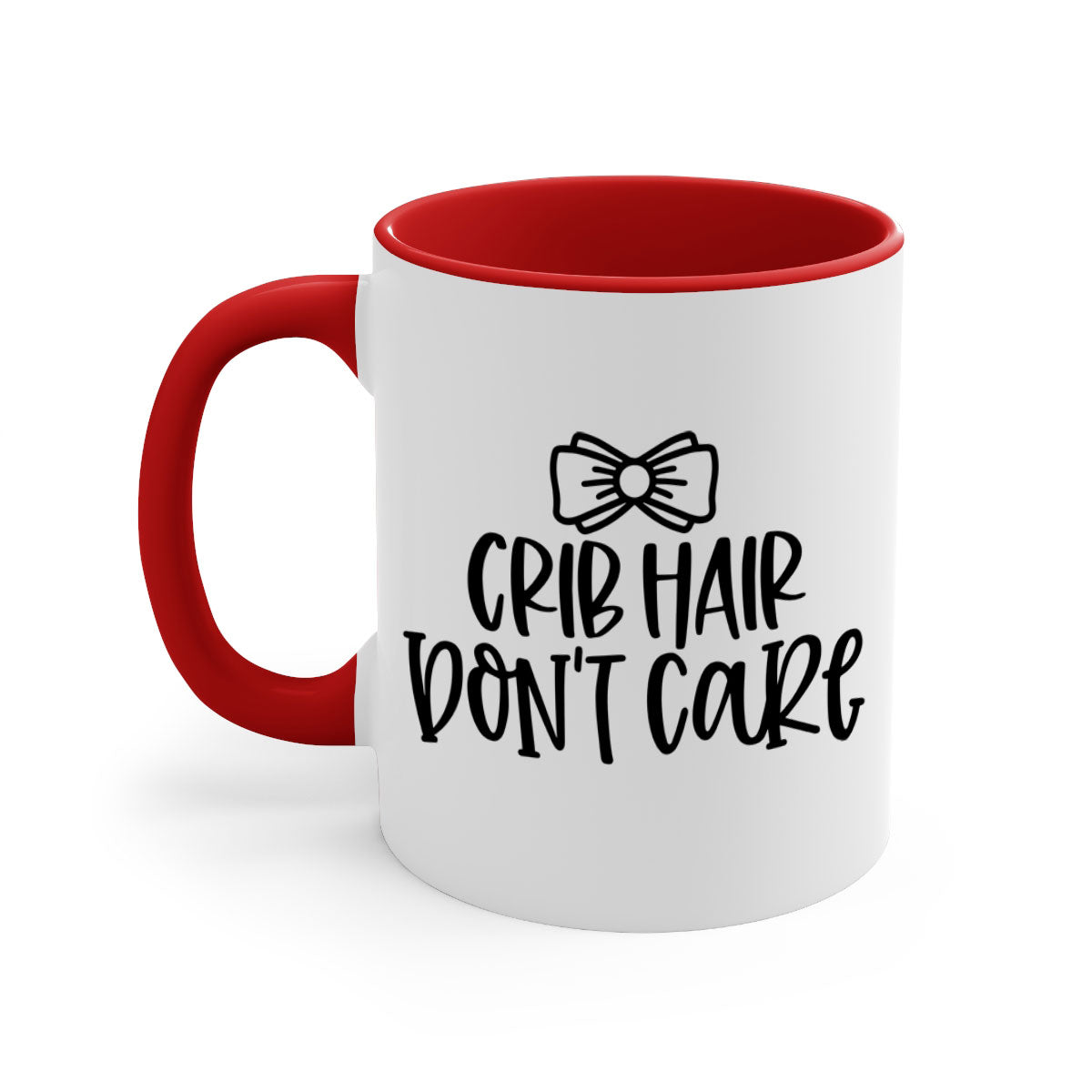 Crib Hair Don't Care Style 103# Mug featuring a two-tone design with a colored handle and glossy finish, available in multiple colors.