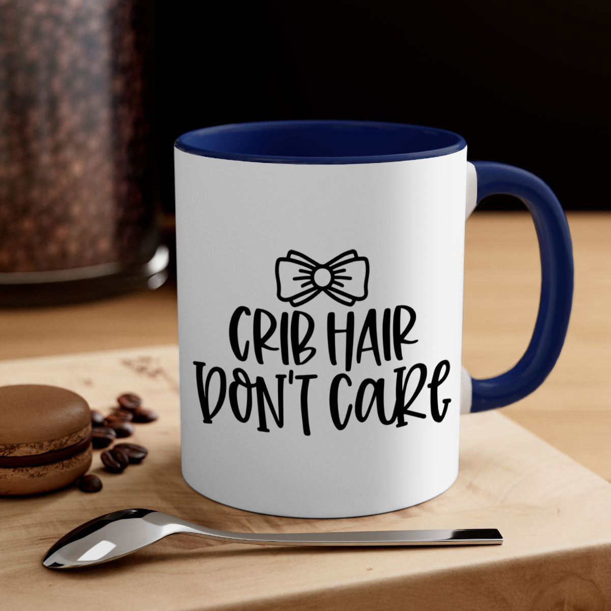 Crib Hair Don't Care Style 103# Mug featuring a two-tone design with a colored handle and glossy finish, available in multiple colors.