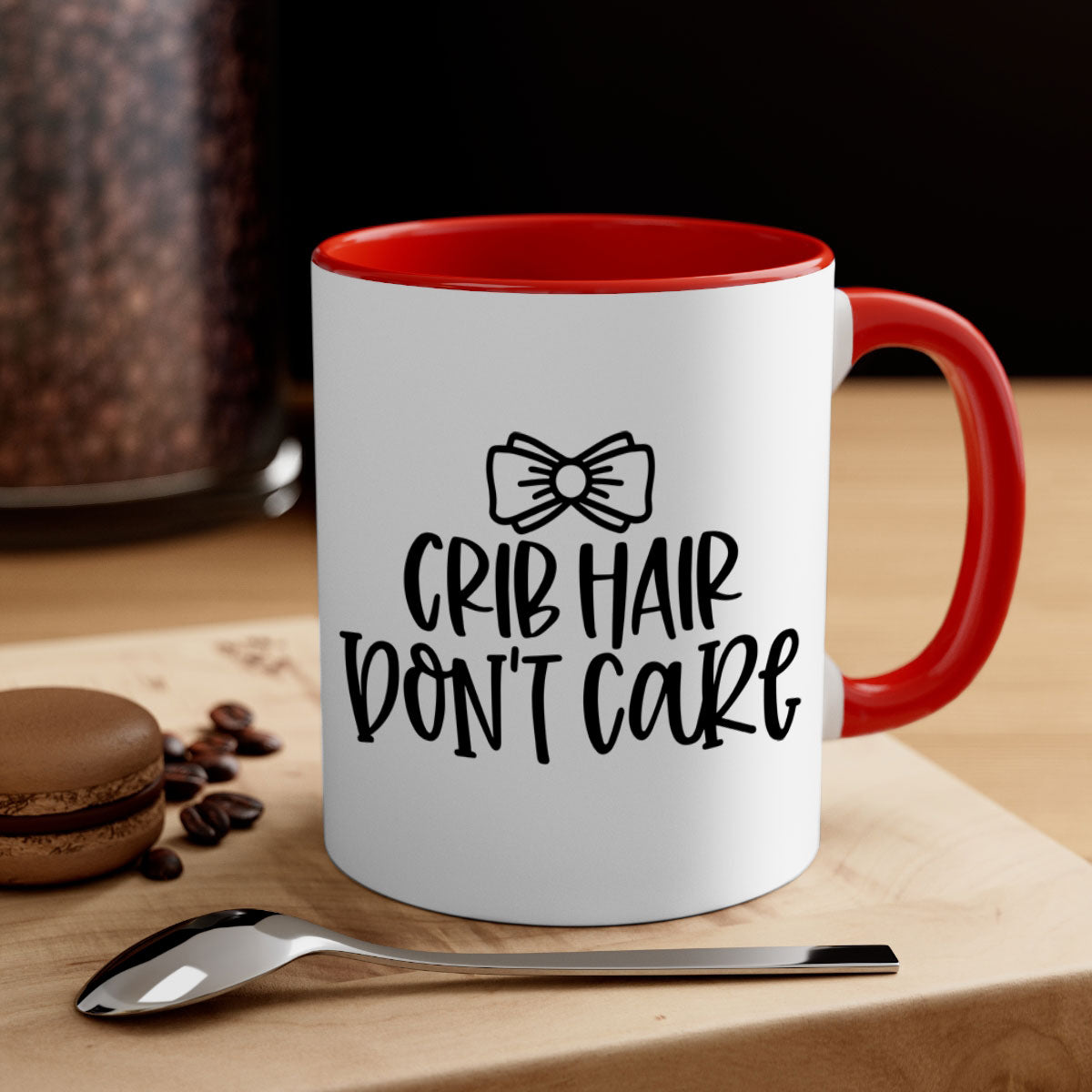 Crib Hair Don't Care Style 103# Mug featuring a two-tone design with a colored handle and glossy finish, available in multiple colors.