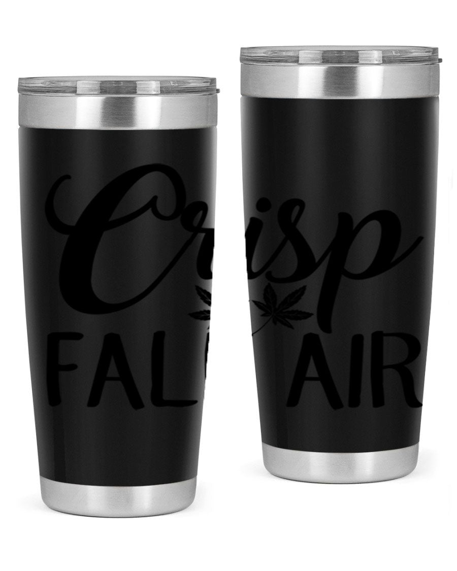 Crisp Fall Air 63# 20oz tumbler featuring double wall vacuum stainless steel and a vibrant fall-themed design.