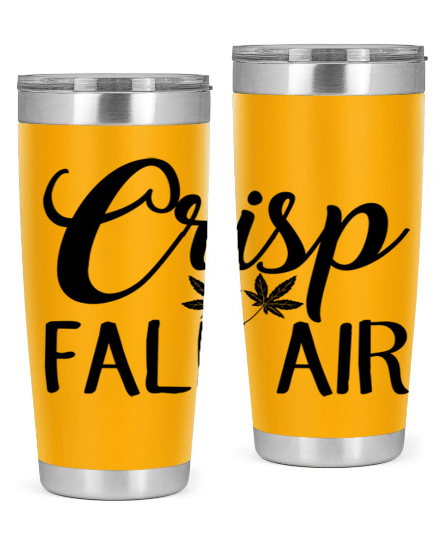 Crisp Fall Air 63# 20oz tumbler featuring double wall vacuum stainless steel and a vibrant fall-themed design.