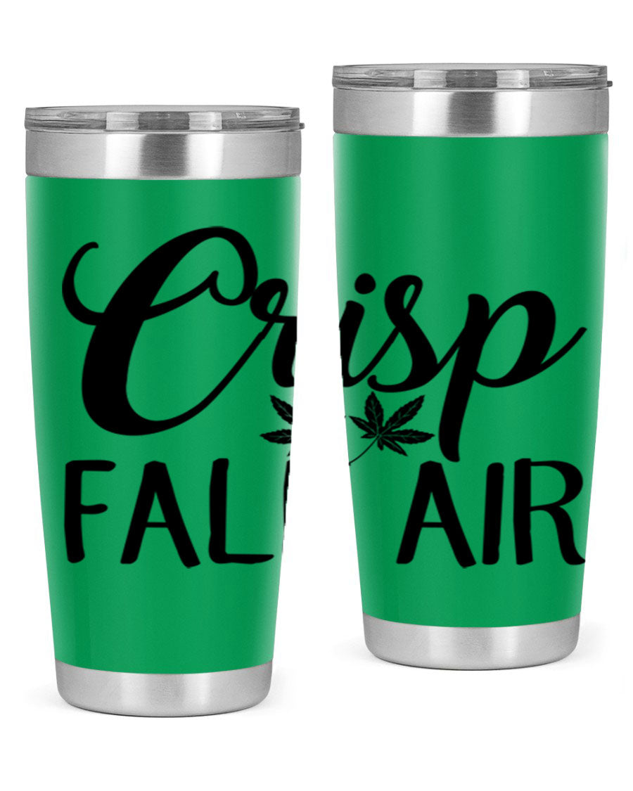 Crisp Fall Air 63# 20oz tumbler featuring double wall vacuum stainless steel and a vibrant fall-themed design.