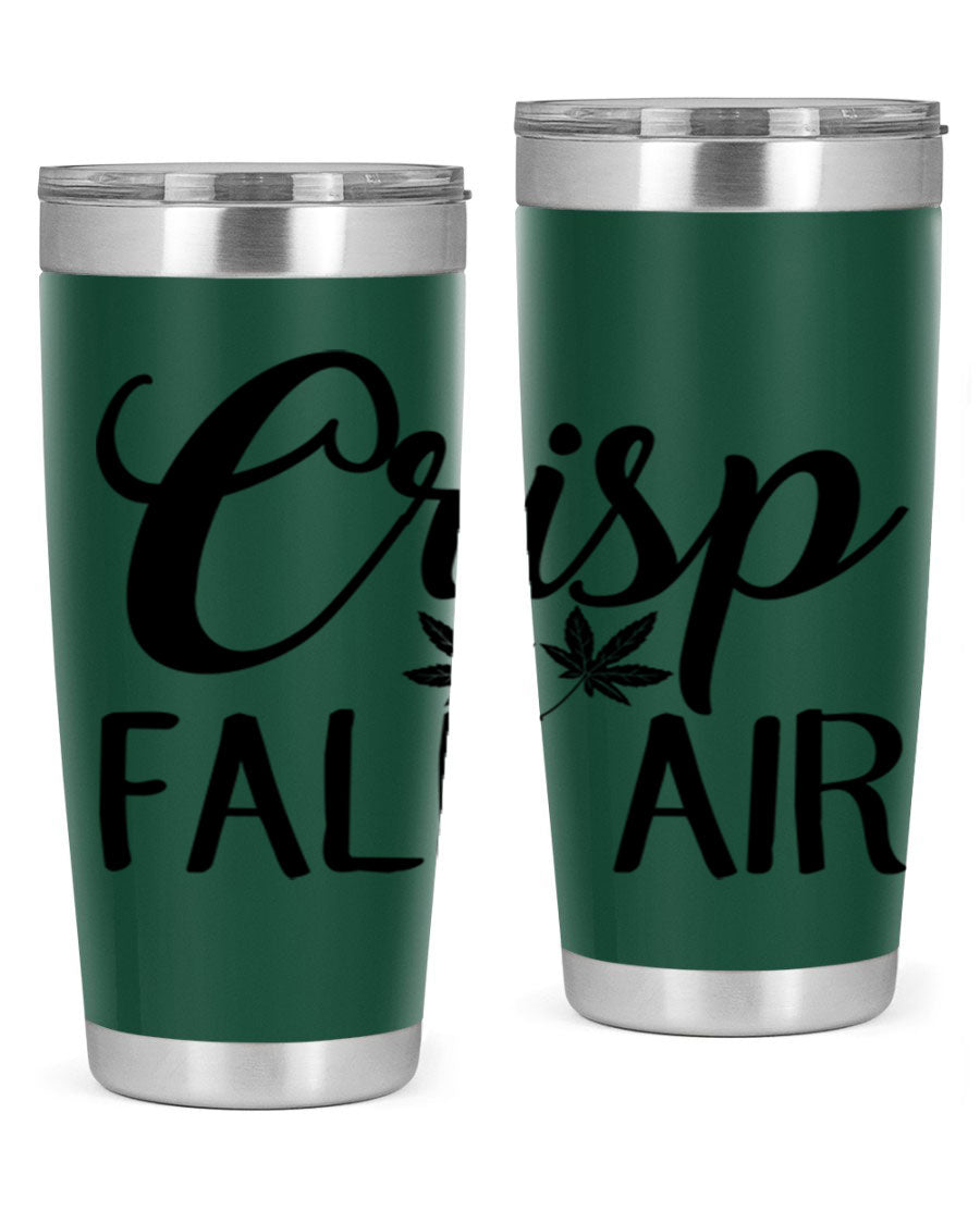 Crisp Fall Air 63# 20oz tumbler featuring double wall vacuum stainless steel and a vibrant fall-themed design.