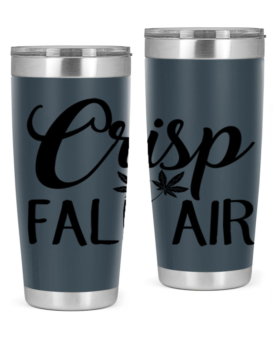 Crisp Fall Air 63# 20oz tumbler featuring double wall vacuum stainless steel and a vibrant fall-themed design.