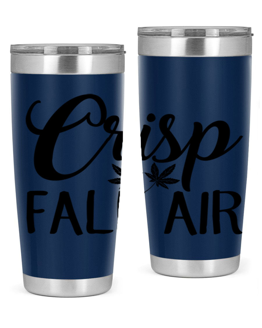 Crisp Fall Air 63# 20oz tumbler featuring double wall vacuum stainless steel and a vibrant fall-themed design.