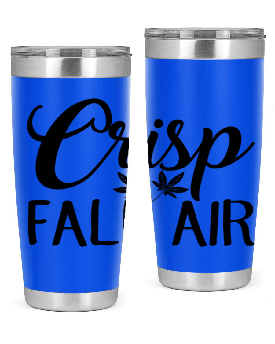 Crisp Fall Air 63# 20oz tumbler featuring double wall vacuum stainless steel and a vibrant fall-themed design.