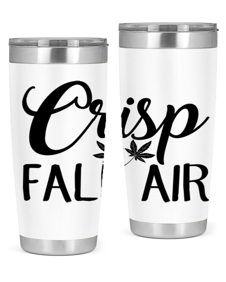 Crisp Fall Air 63# 20oz tumbler featuring double wall vacuum stainless steel and a vibrant fall-themed design.
