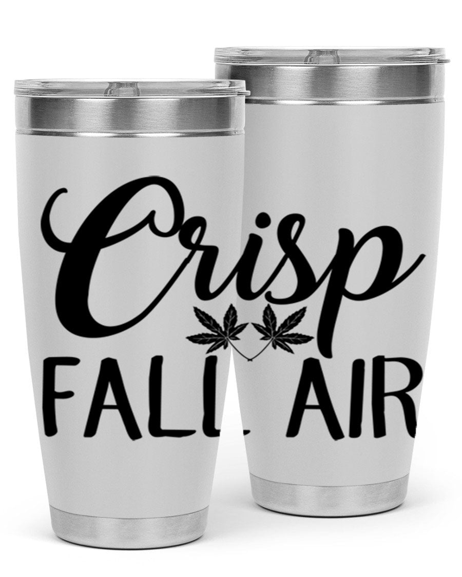 Crisp Fall Air 63# 20oz tumbler featuring double wall vacuum stainless steel and a vibrant fall-themed design.