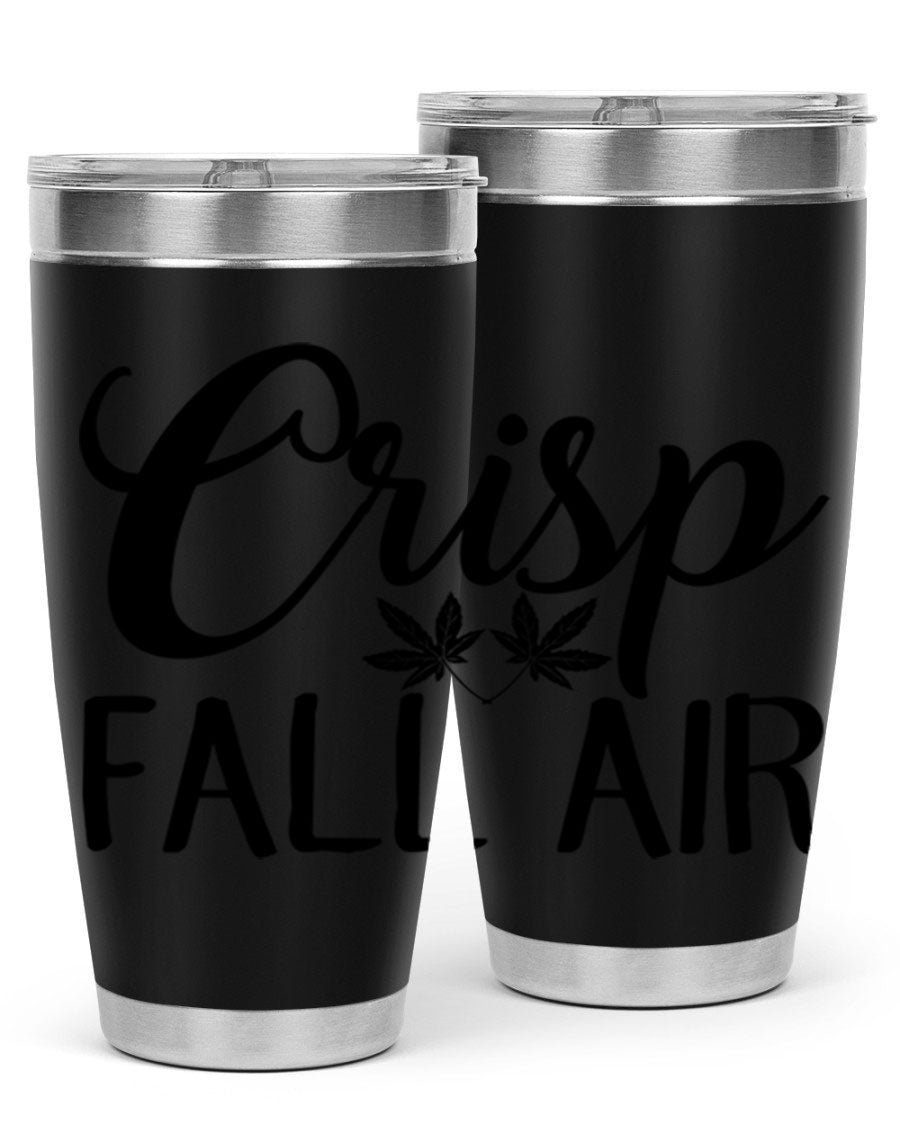 Crisp Fall Air 63# 20oz tumbler featuring double wall vacuum stainless steel and a vibrant fall-themed design.