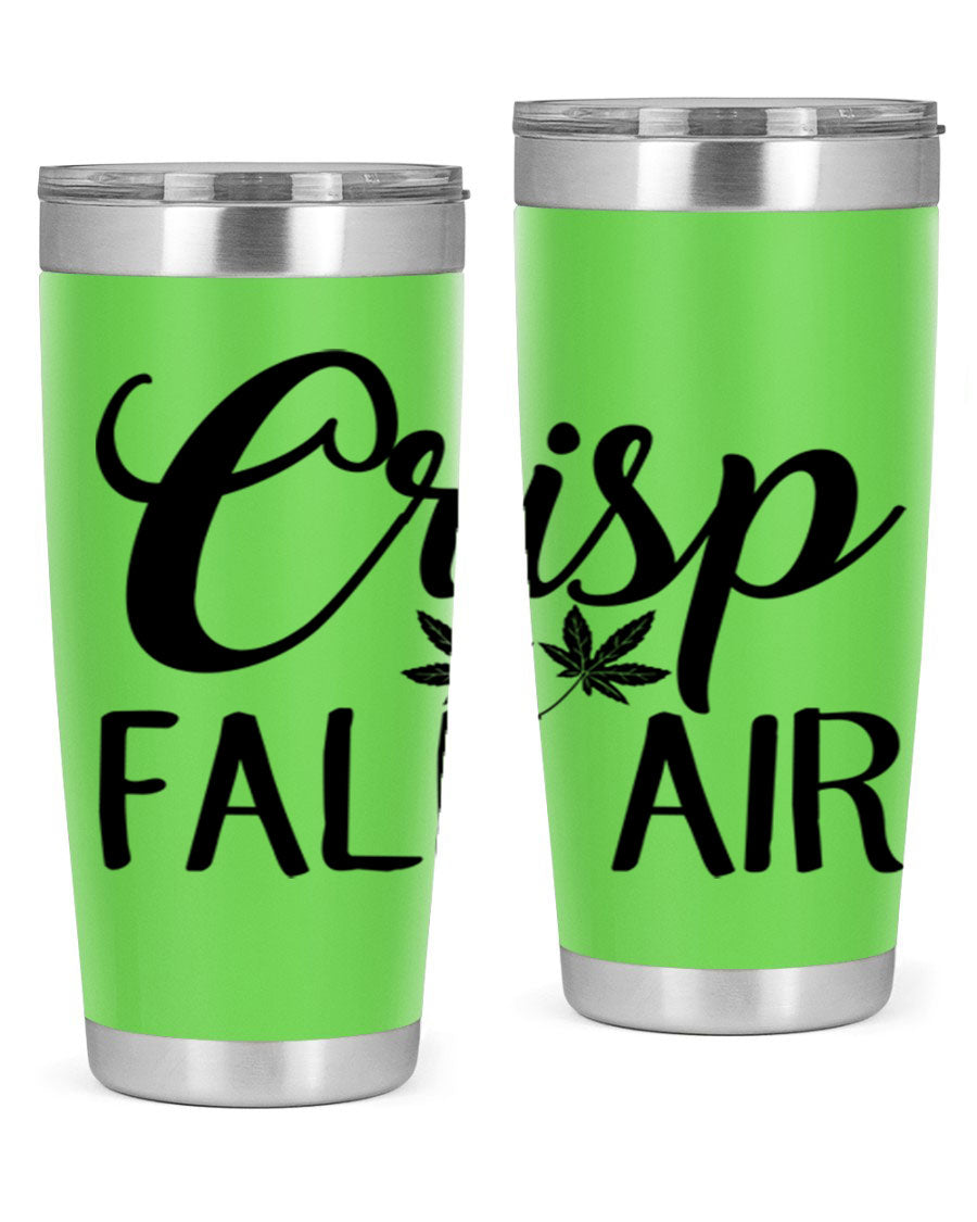 Crisp Fall Air 63# 20oz tumbler featuring double wall vacuum stainless steel and a vibrant fall-themed design.