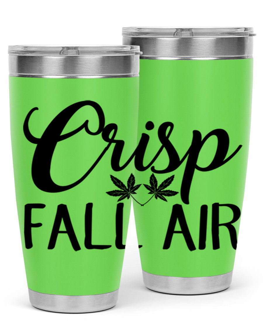 Crisp Fall Air 63# 20oz tumbler featuring double wall vacuum stainless steel and a vibrant fall-themed design.